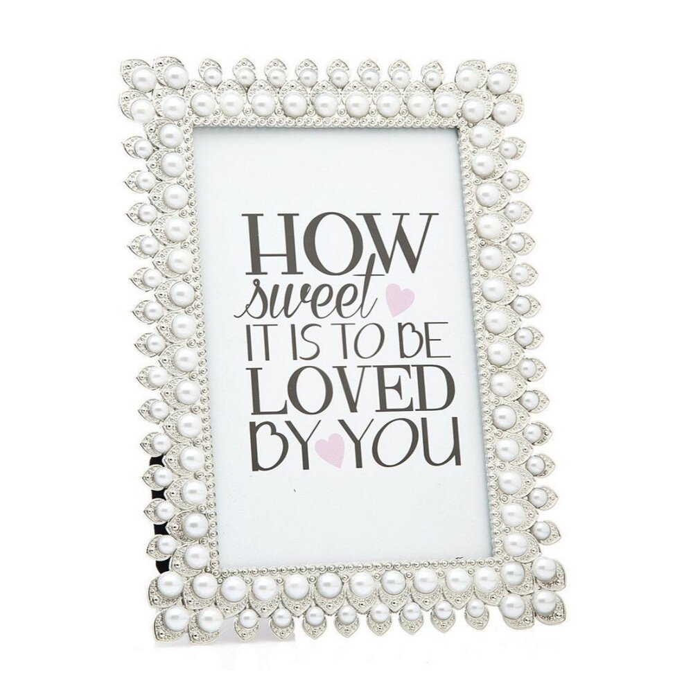 Philip Whitney Classic Silver Double Pearl Frame White Size 4X6 NEW